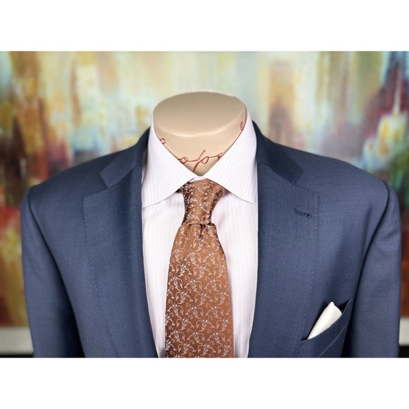 44R Mens Custom Tailored Scabal Super 140’s Blue Blazer - Suit Jacket Sport Coat - Picture 2 of 13